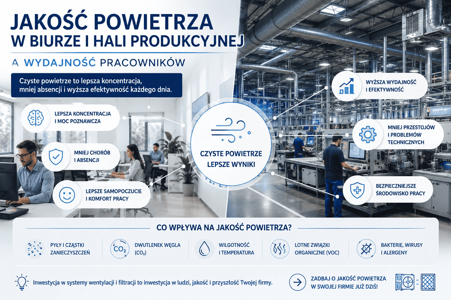 Jakość powietrza w miejscu pracy - wpływ na wydajność i samopoczucie pracowników - TECHMES
