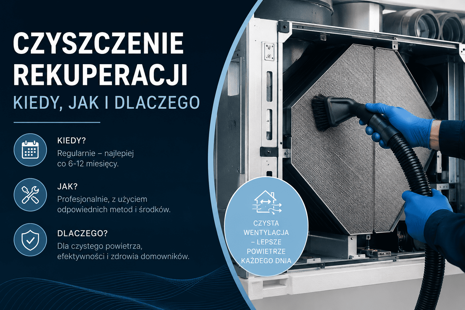 Czyszczenie rekuperacji i wymiennika centrali wentylacyjnej - serwis TECHMES